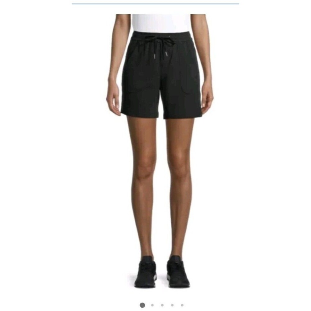 NWOT Black Ladies L Athlux Women's Stretch Twill 4 Pocket Drawstring Shorts